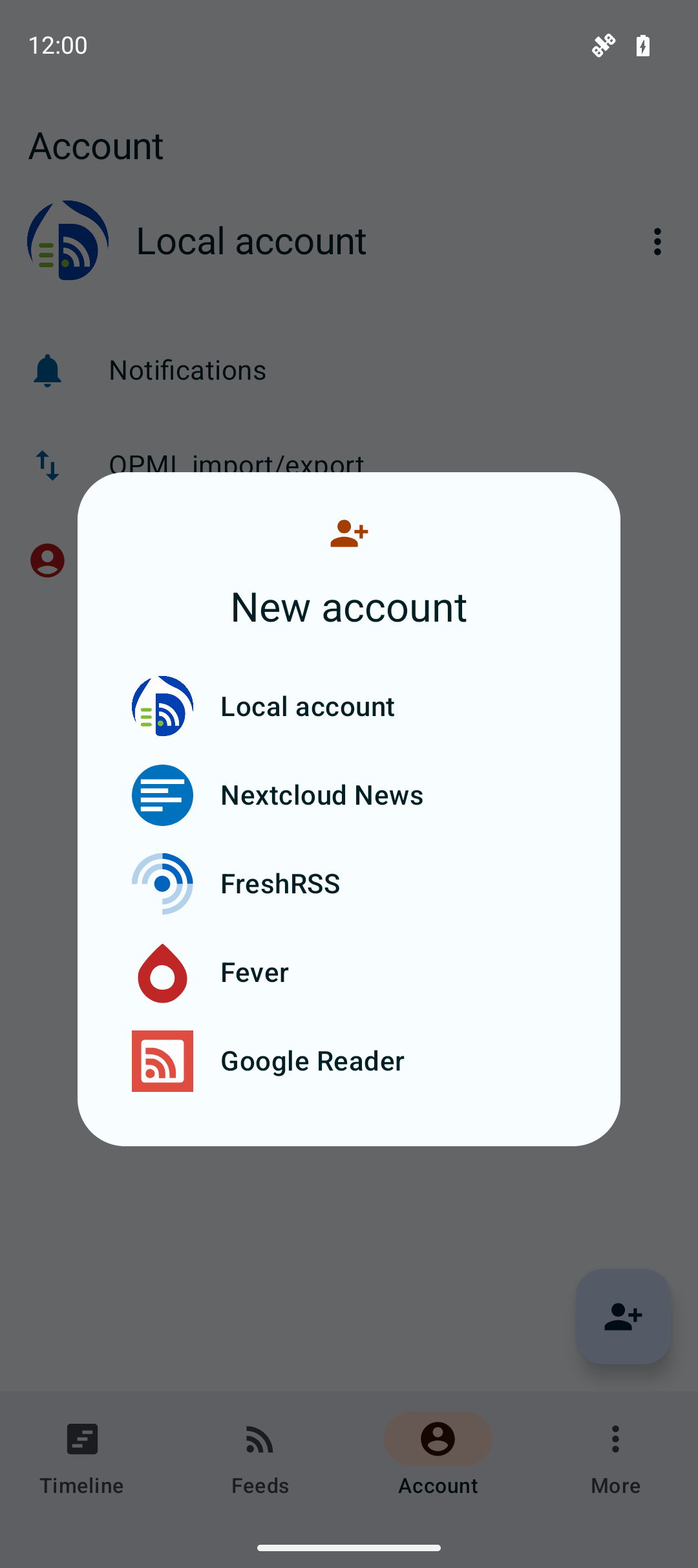 Droidrops account picker for Local, Nextcloud News, FreshRSS, Fever, and Google Reader API