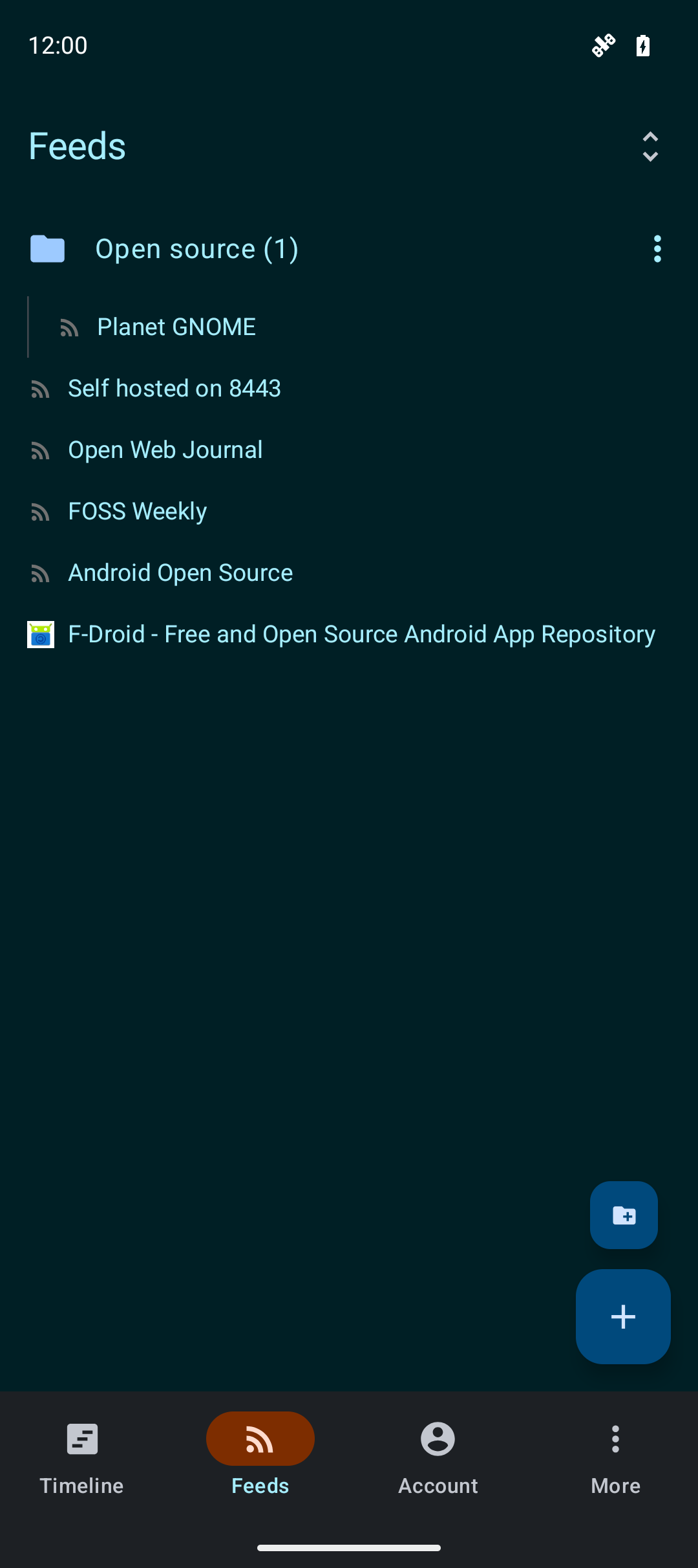 Organised RSS feed list in Droidrops