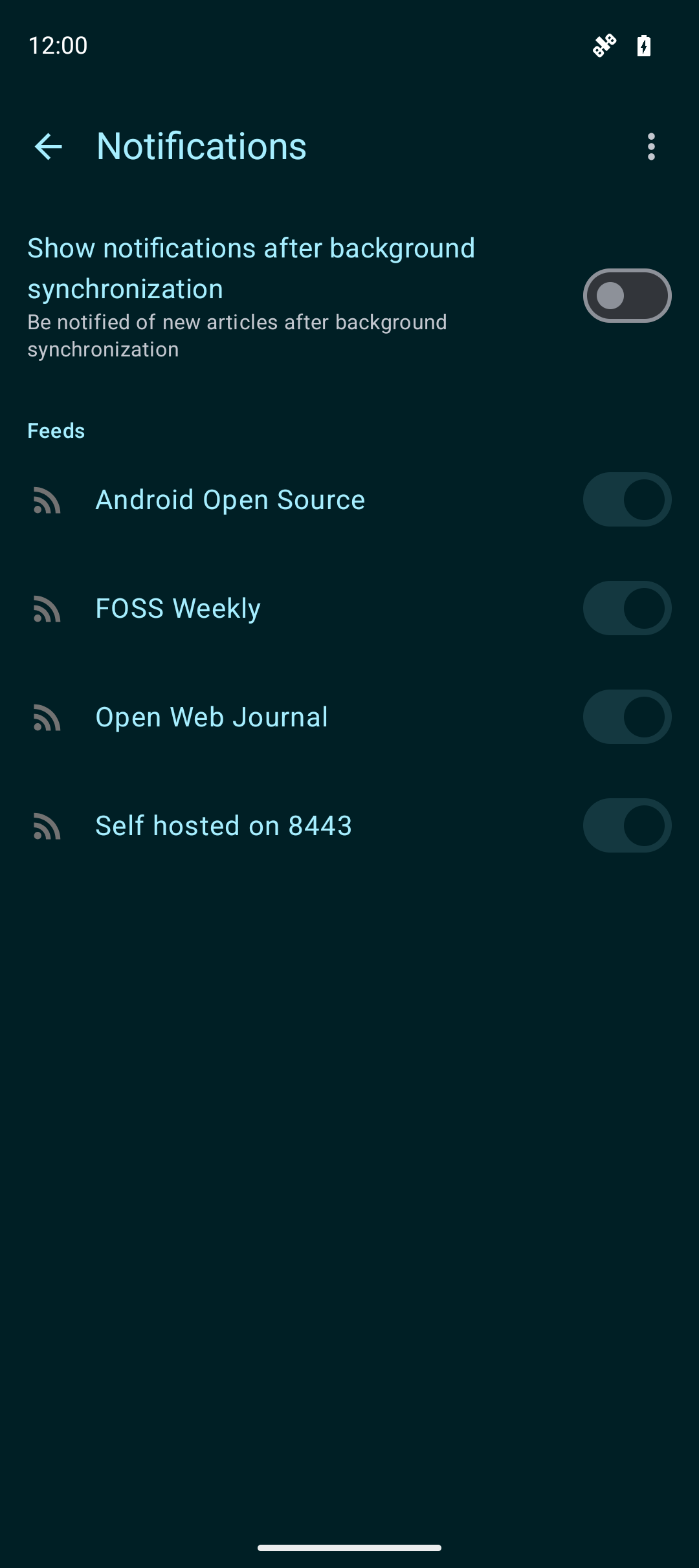 Per-feed notification settings in Droidrops